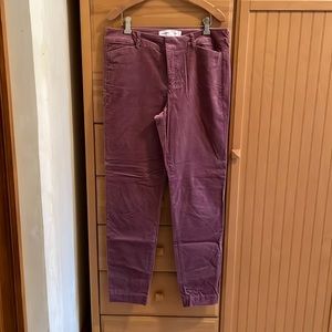 Old Navy velvet, tapered leg pants in tall length.  Mulberry/purple color.